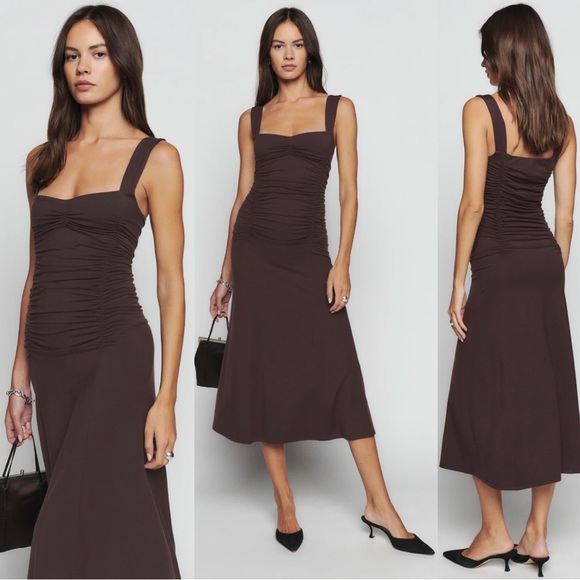 Reformation Dresses Reformation Suvi Knit Midi Dress In Mole Brown